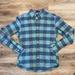 J. Crew Women’s Homespun Green & Blue Plaid Flannel Size Small